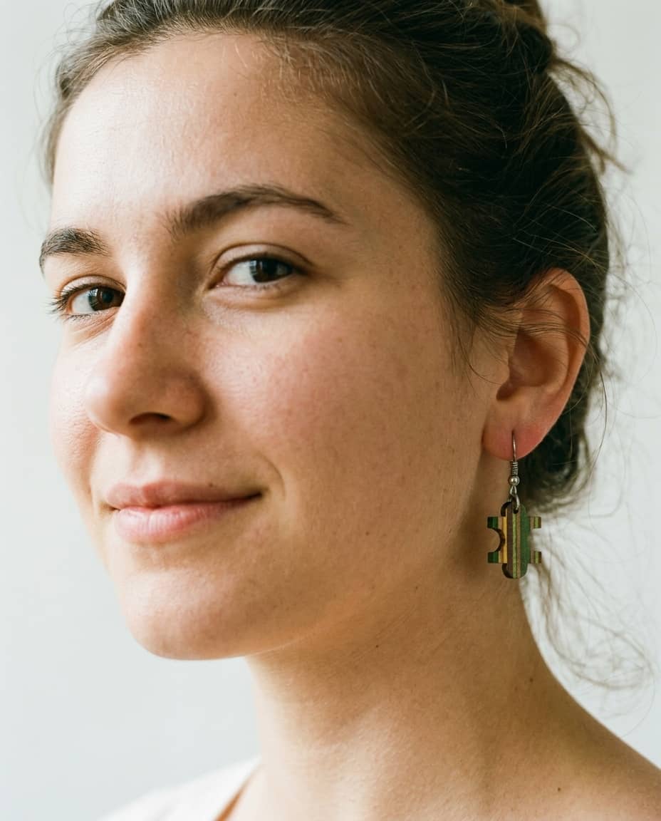 Jigsaw Recycled Skateboard Earrings