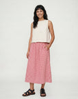 Joyce Burgandy Gingham Skirt