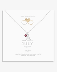 July Birthstone Necklace with Initial Charm | Ruby Gift for Her