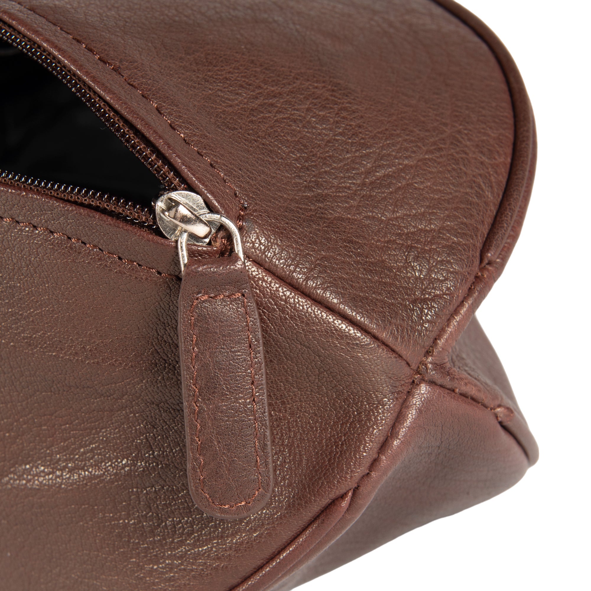 Rugby Ball Shaped Beauty Case in Full Grain Leather - Vintage Style &amp; Secure Zipper - Travel Essential 35x14x14cm by Kailimood.store at brixbailey.com