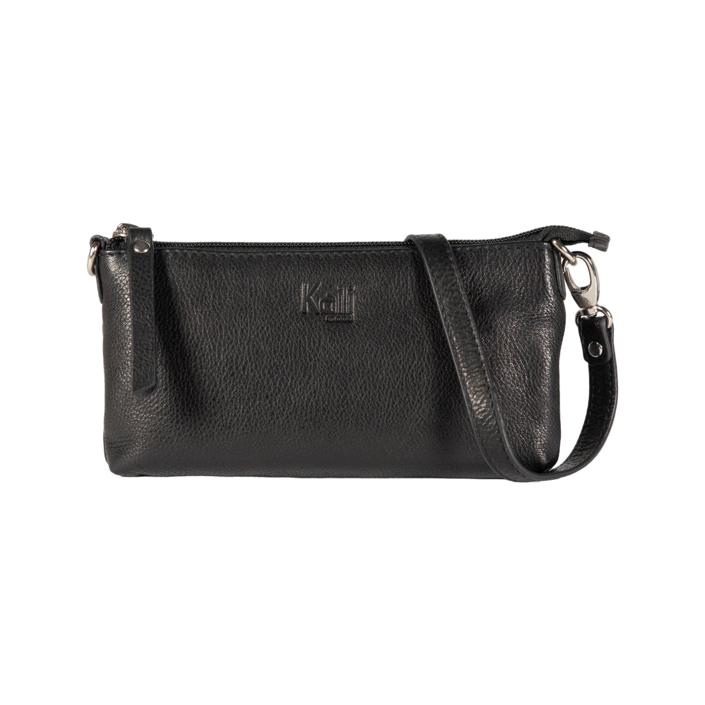 Kaili Mood Women's Crossbody Bag - Genuine Full Grain Leather, Black, Removable Strap, Nickel Accessories, 20x10.5x2cm by Kailimood.store at brixbailey.com