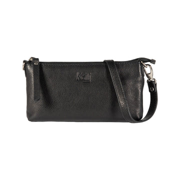 Kaili Mood Women's Crossbody Bag - Genuine Full Grain Leather, Black, Removable Strap, Nickel Accessories, 20x10.5x2cm by Kailimood.store at brixbailey.com