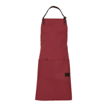 Bordeaux Canvas & Leather Work Apron - Adjustable Straps, Double Pocket, Antique Nickel Accessories - 70x90cm by Kailimood.store at brixbailey.com