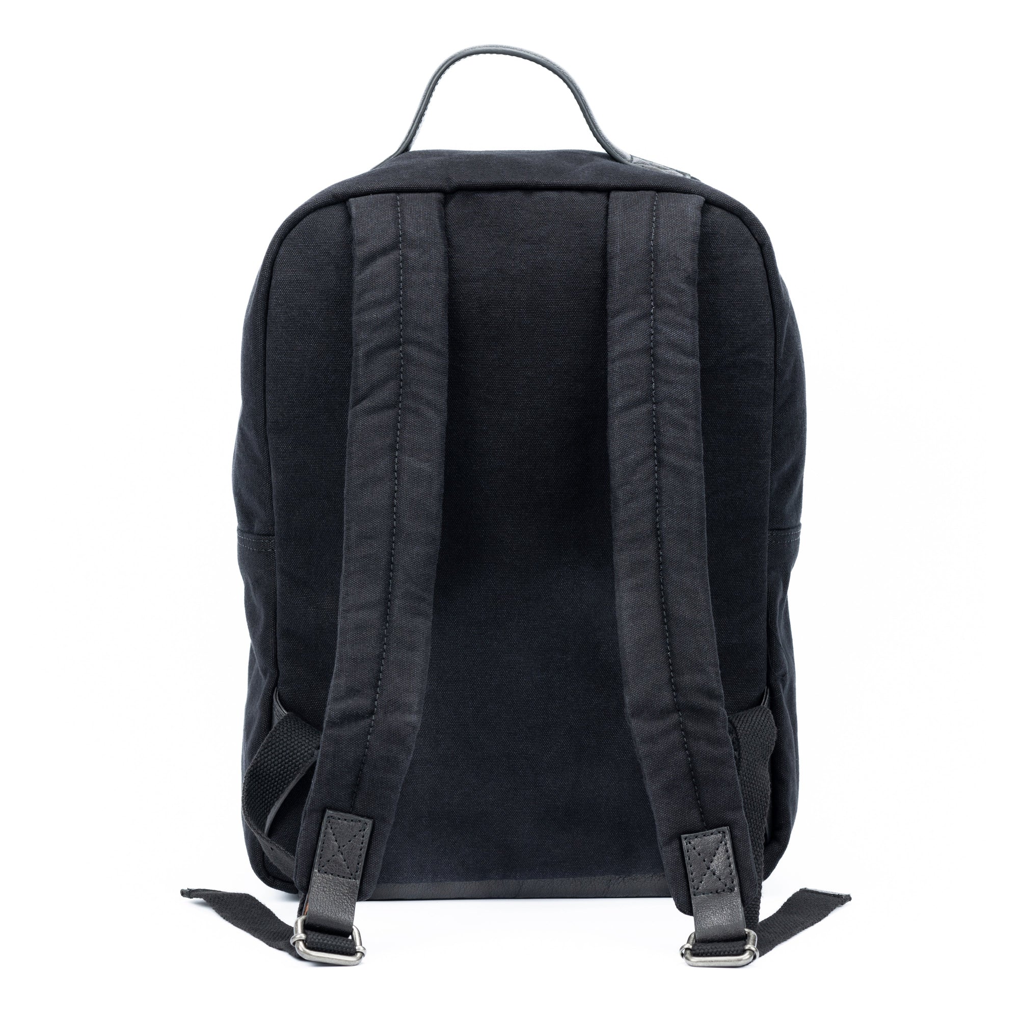 Kaili Mood - Black Canvas & Full Grain Leather Laptop Backpack - Adjustable Straps & Multiple Pockets by Kailimood.store at brixbailey.com