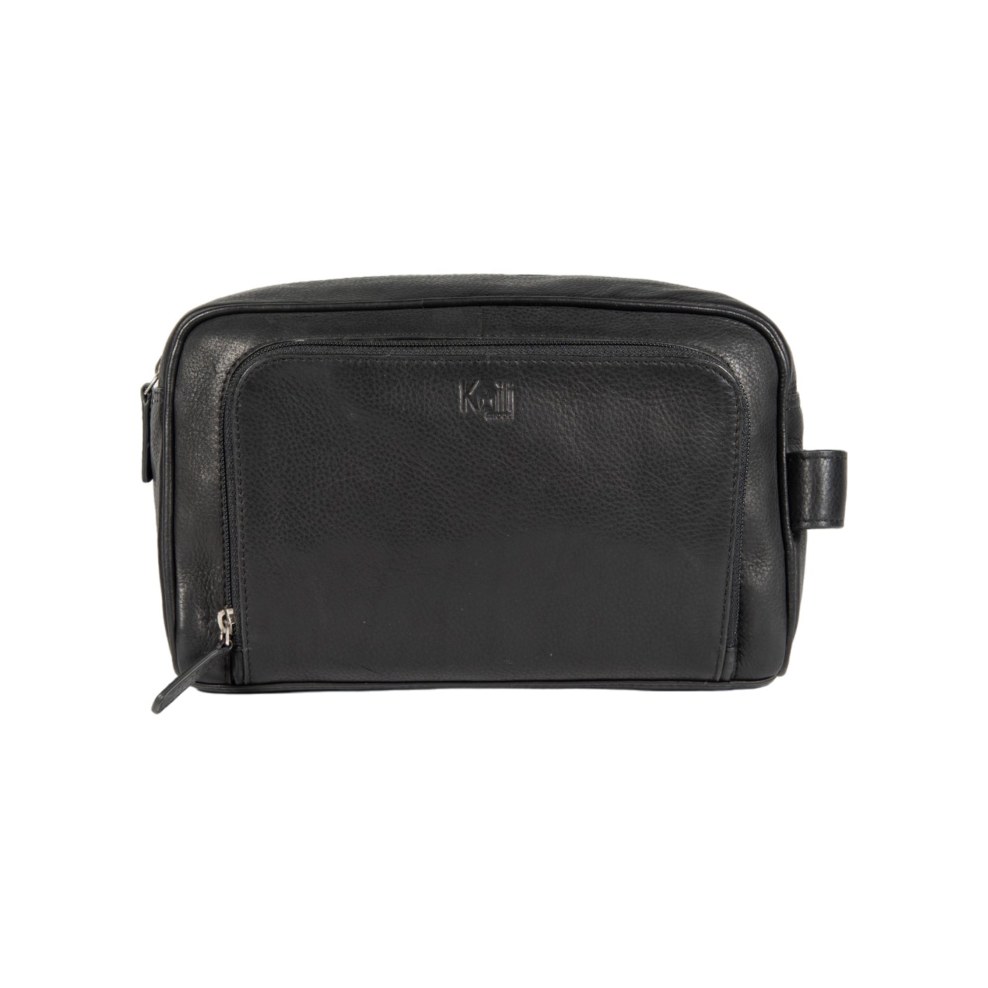 Kaili Mood Beauty Case - Full Grain Leather Makeup Bag with Front Zip Pocket & Internal Organizer - Black by Kailimood.store at brixbailey.com
