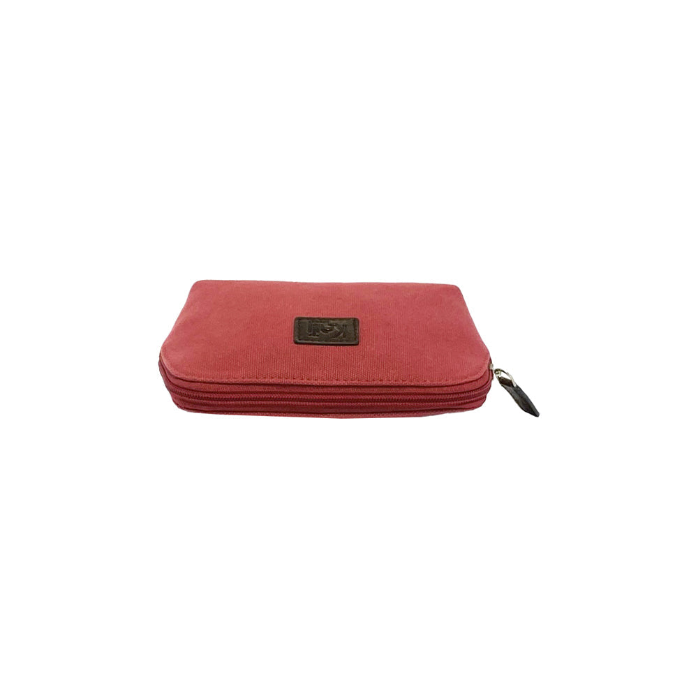 Bordeaux Canvas &amp; Genuine Leather Women&#39;s Pouch - Italian Crafted, Zipper Closure, Spacious &amp; Elegant Design by Kailimood.store at brixbailey.com