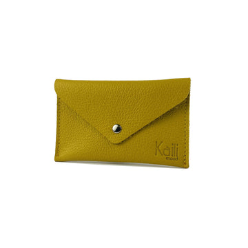 Italian Leather Coin Purse - Yellow Full Grain Dollar Leather - Made in Italy - Gift Box by Kailimood.store at brixbailey.com
