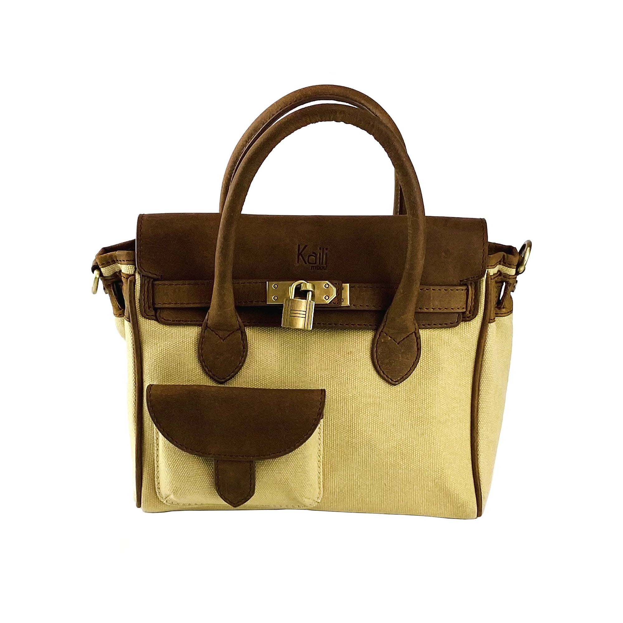 Mini Canvas & Leather Handbag Made in Italy - Elegant Vintage Style with Adjustable Shoulder Strap & Multiple Pockets by Kailimood.store at brixbailey.com