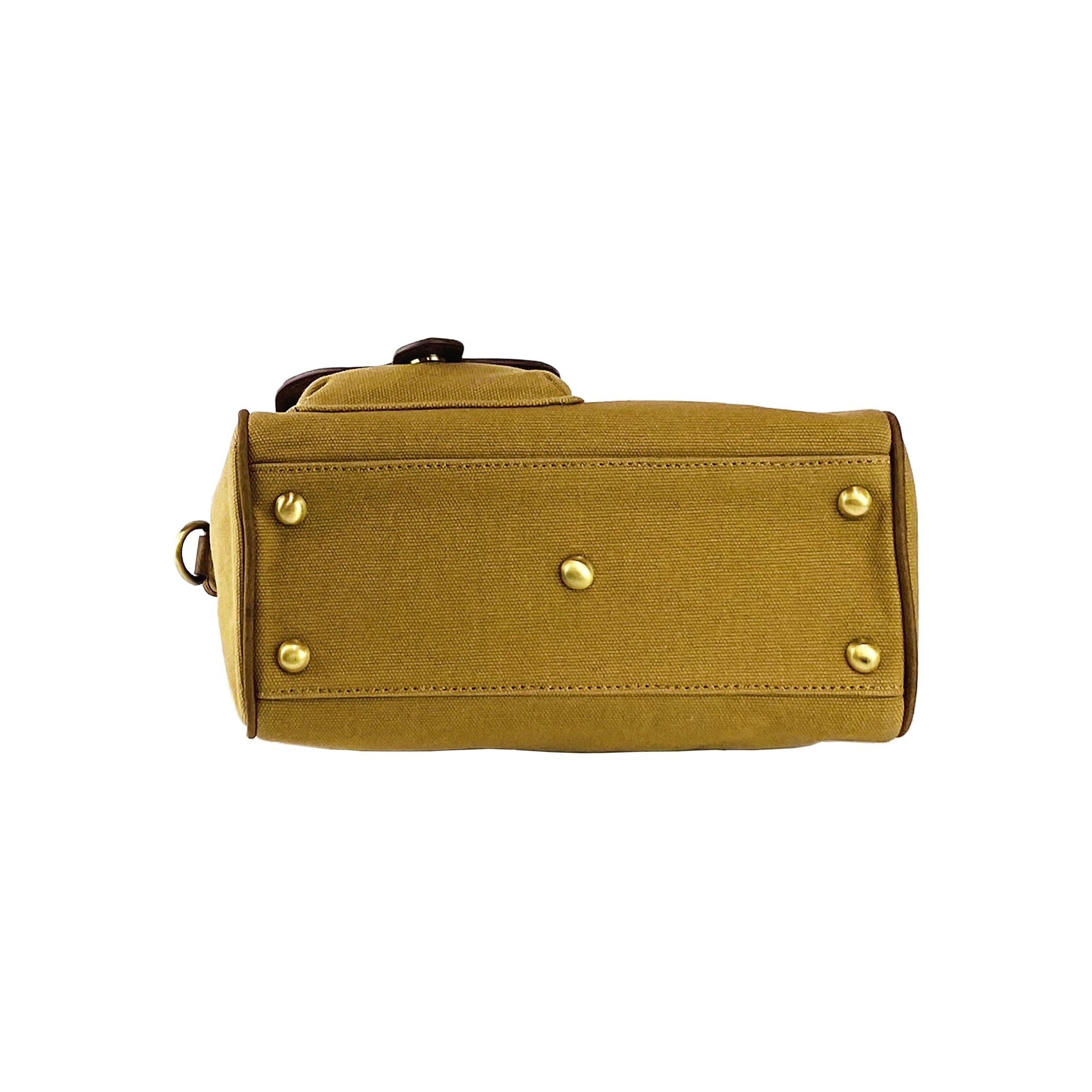Mini Handbag in Canvas/Genuine Leather Made in Italy - Elegant Hazelnut Vintage Style with Adjustable Shoulder Strap by Kailimood.store at brixbailey.com