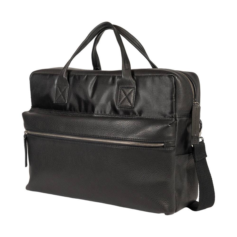 Italian Waterproof Nylon & Genuine Leather Briefcase - Handcrafted in Italy - Elegant Black Design with Laptop Compartment & Adjustable Strap by Kailimood.store at brixbailey.com