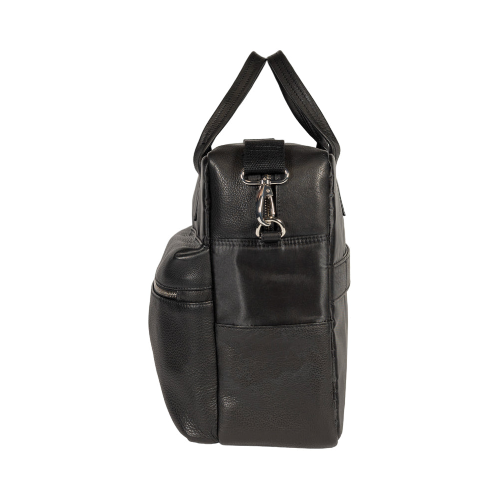 Italian Waterproof Nylon &amp; Genuine Leather Briefcase - Handcrafted in Italy - Elegant Black Design - Laptop Compartment - Adjustable Shoulder Strap by Kailimood.store at brixbailey.com