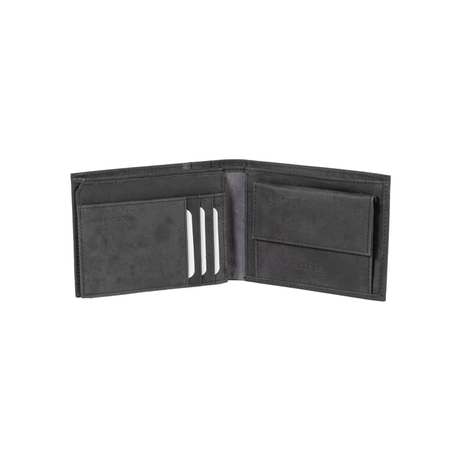 K12220AF | Portafogli Uomo in Vera Pelle pieno fiore, Naked. Colore Nero. Protezione RFID. Dimensioni da chiuso: cm 11,5 x 8,3 x 2. Confezione: Scatola regalo fondo/coperchio