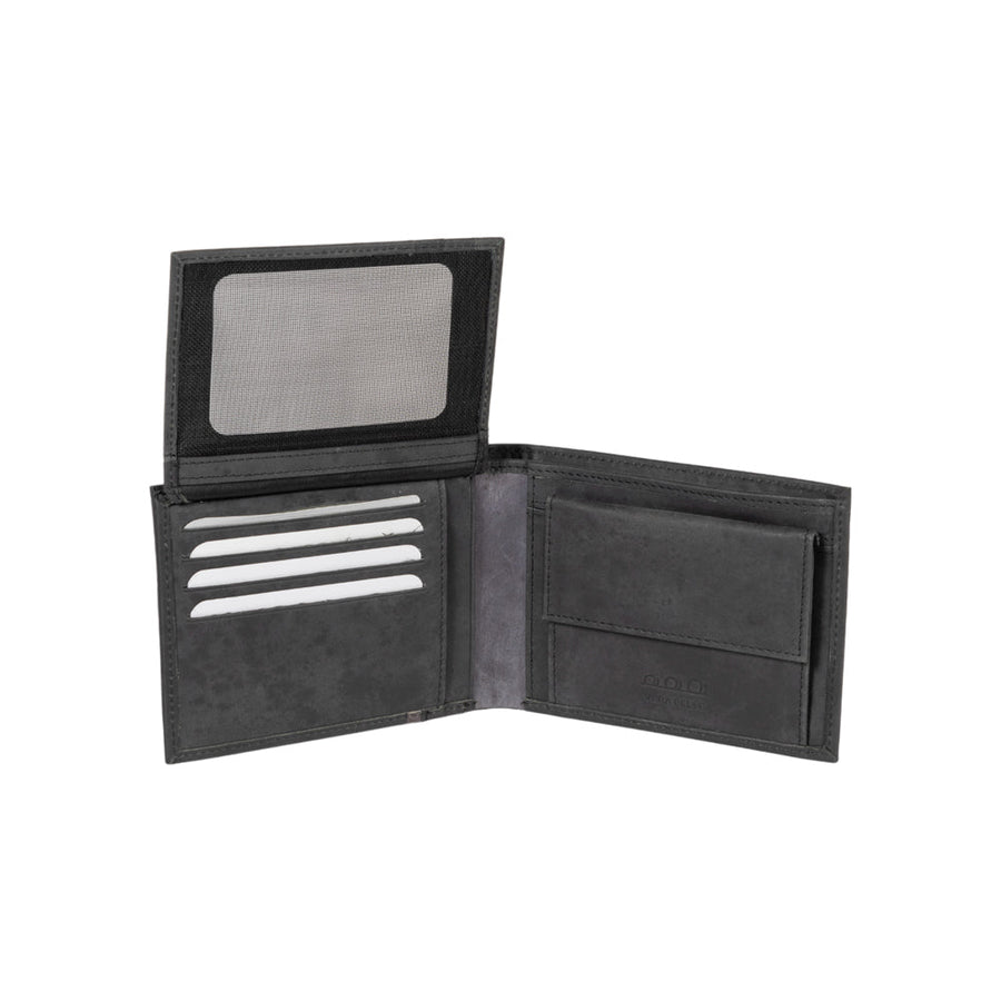 K12220AF | Portafogli Uomo in Vera Pelle pieno fiore, Naked. Colore Nero. Protezione RFID. Dimensioni da chiuso: cm 11,5 x 8,3 x 2. Confezione: Scatola regalo fondo/coperchio