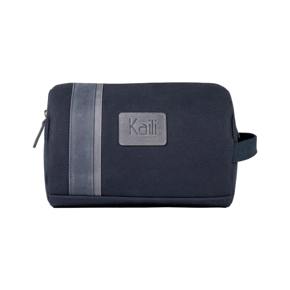 Kaili Mood Beauty Case - Italian-Designed Canvas & Leather Cosmetic Bag with Zipper Closure - Heritage Style by Kailimood.store at brixbailey.com