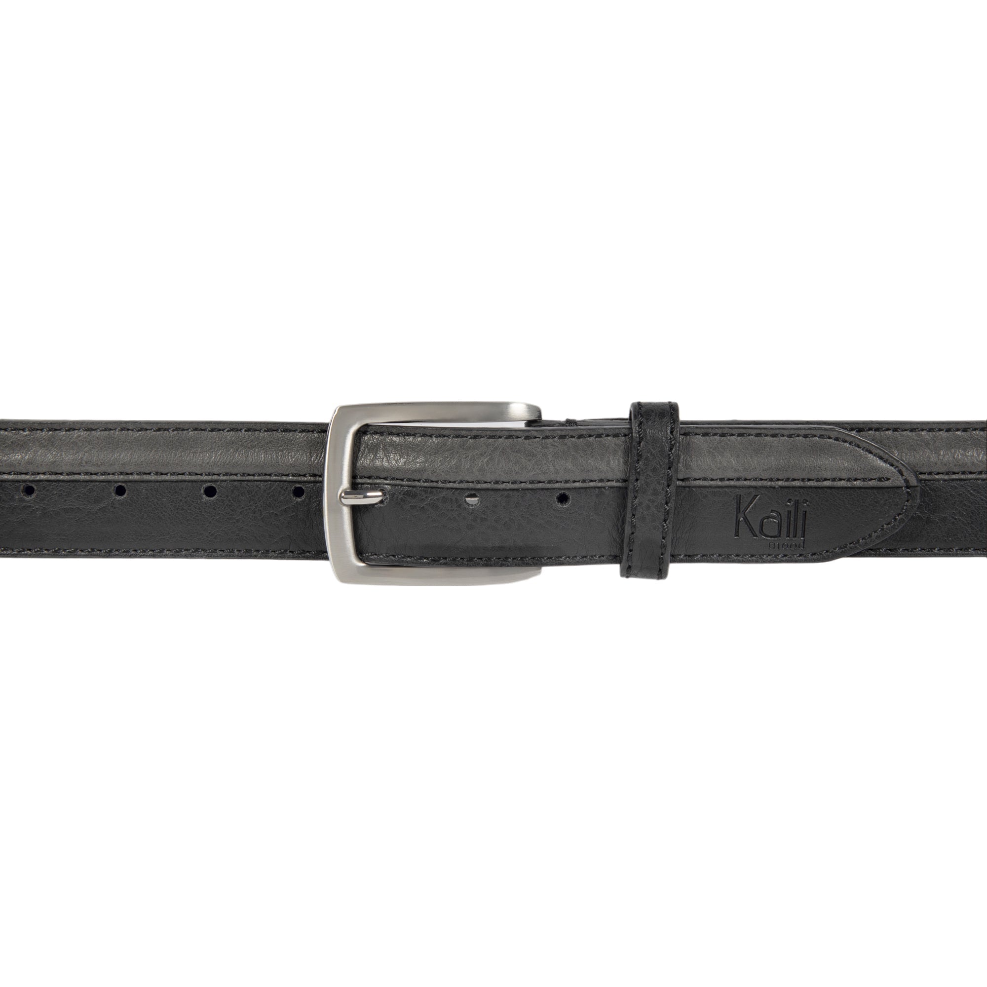 Two-Tone Men&#39;s Belt - Black &amp; Anthracite PU Leather with Satin Nickel Buckle - Adjustable Size 125cm - Premium Italian Craftsmanship by Kailimood.store at brixbailey.com
