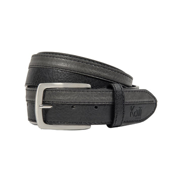 Men's Two-Tone Belt - Black & Anthracite PU Leather - Adjustable Nickel Buckle - Premium Italian Design by Kailimood.store at brixbailey.com