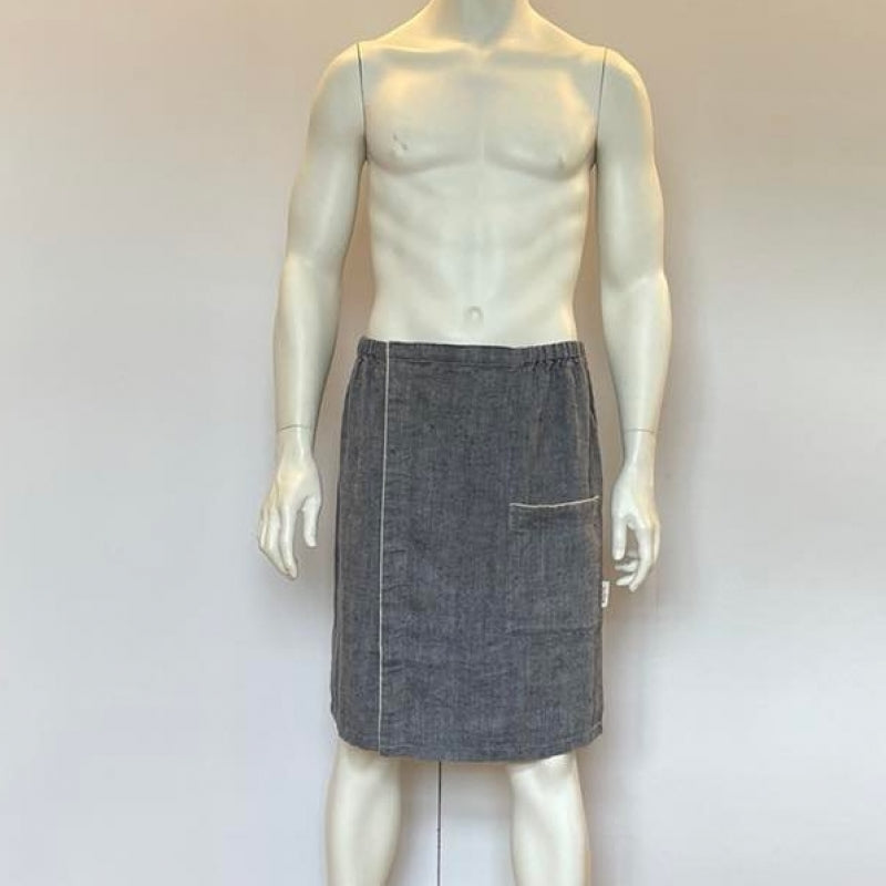 Men&#39;s Linen Sauna Skirt – Adjustable &amp; Stylish Fishbone Pattern by KOOSdisain at www.brixbailey.com