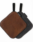 Dual-Sided Leather Kitchen Pot Holder – Stylish & Heat Resistant by KOOSdisain at www.brixbailey.com