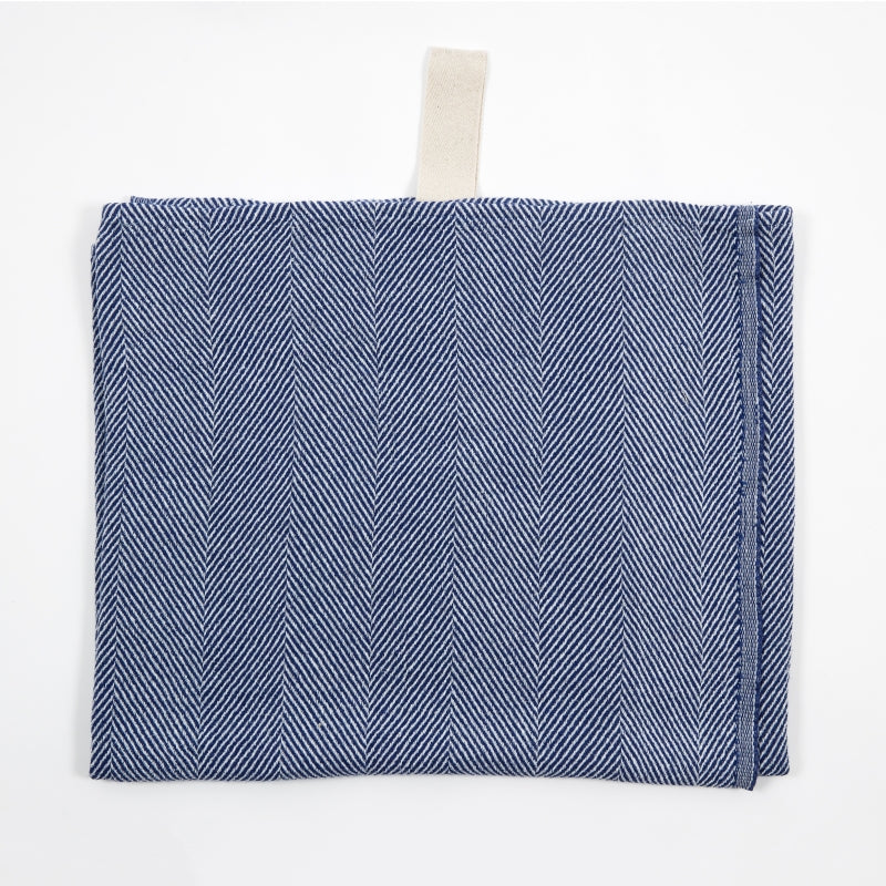 Blue Fishbone Linen-Cotton Towel – Lightweight &amp; Eco-Friendly by KOOSdisain at www.brixbailey.com