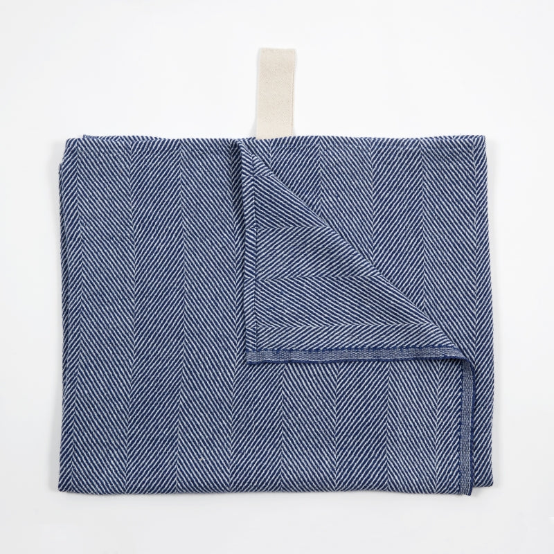 Blue Fishbone Linen-Cotton Towel – Lightweight &amp; Pre-washed by KOOSdisain at www.brixbailey.com