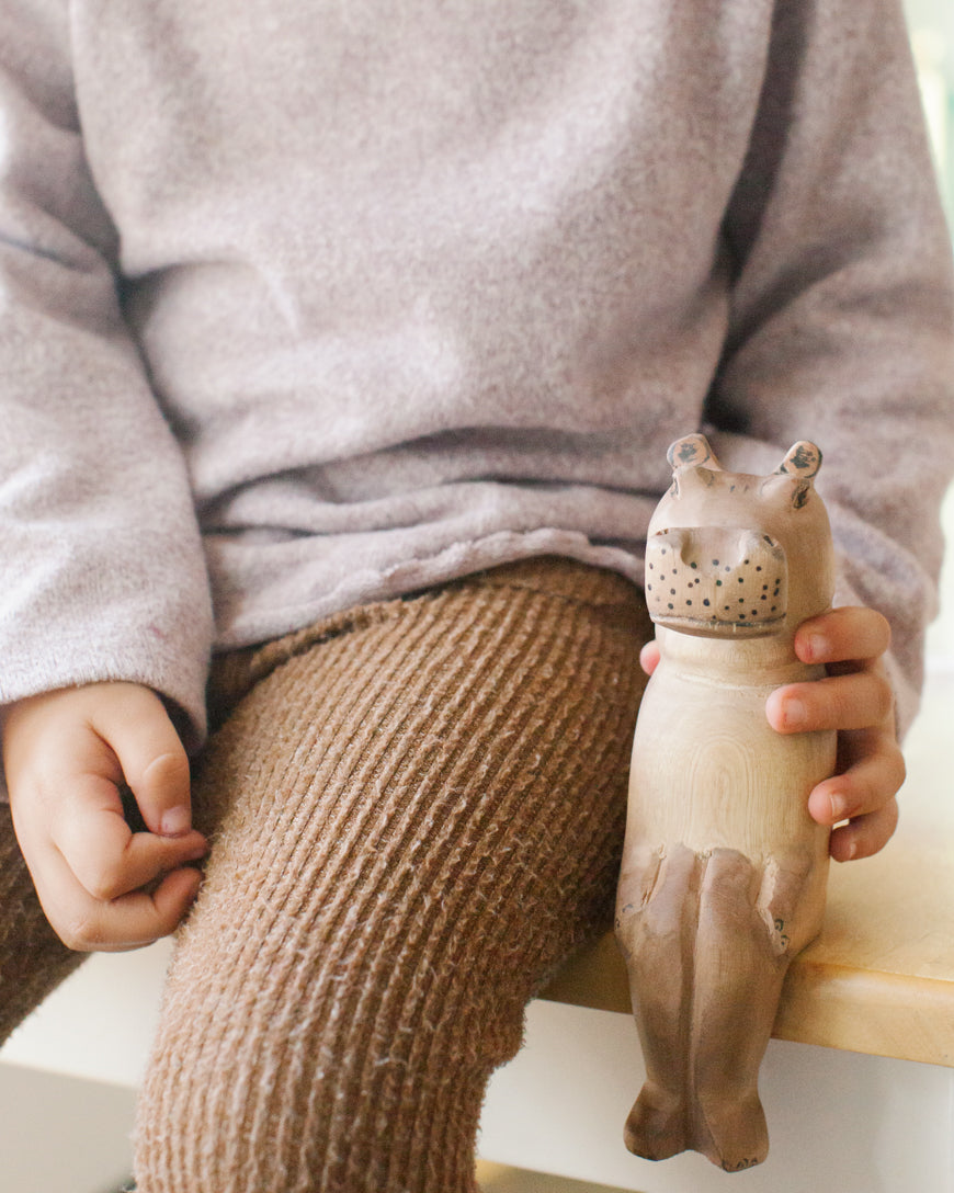 Hand-carved Hippo Shelf Sitter-1