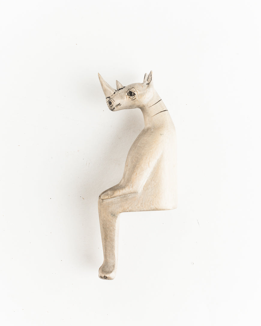 Hand-carved Rhino Shelf Sitter-0