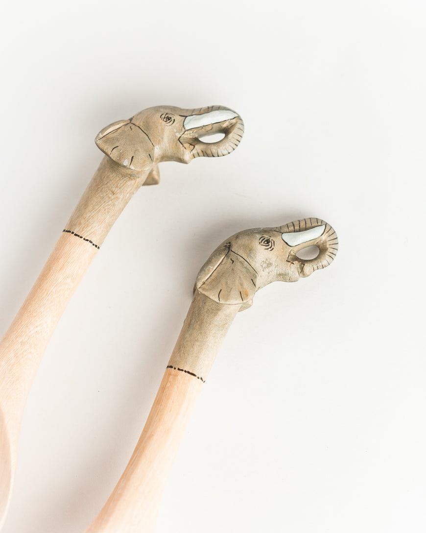 Hand-carved Elephant Salad Servers-1
