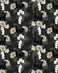Black Panther Wallpaper with Ferns and Flowers