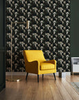 Black Panther Wallpaper with Ferns and Flowers