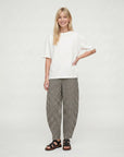Kate Black Check Barrel Leg Trouser