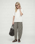Kate Black Check Barrel Leg Trouser