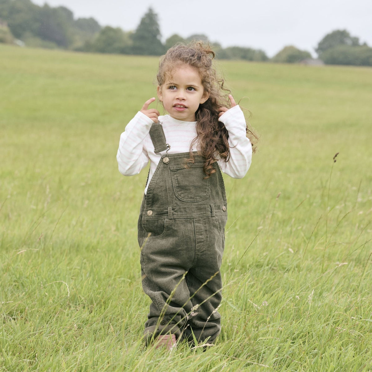 Khaki Chunky Cord Dungarees