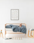 Linen Duvet Cover Set for Kids Blue Fog