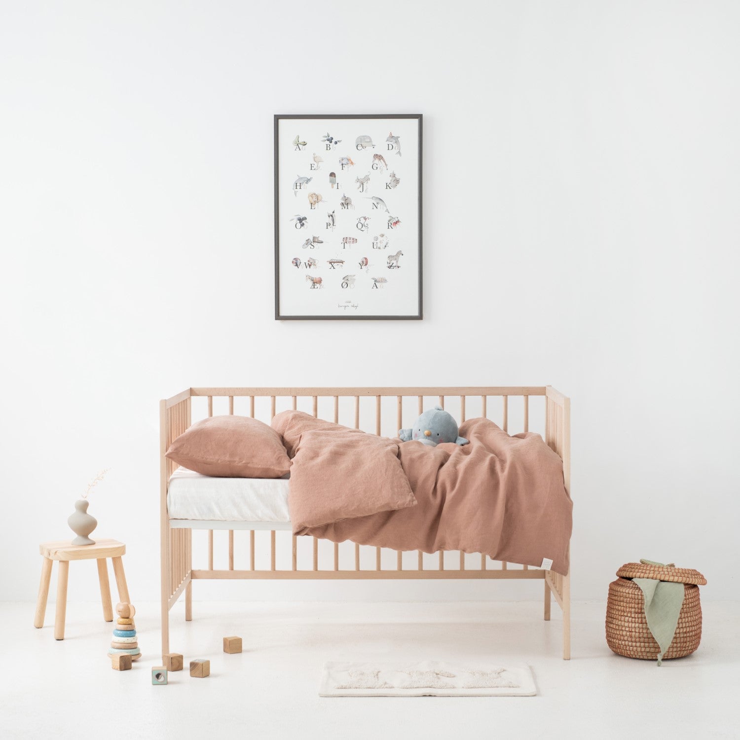 Linen Duvet Cover Set for Kids in Cafe Creme