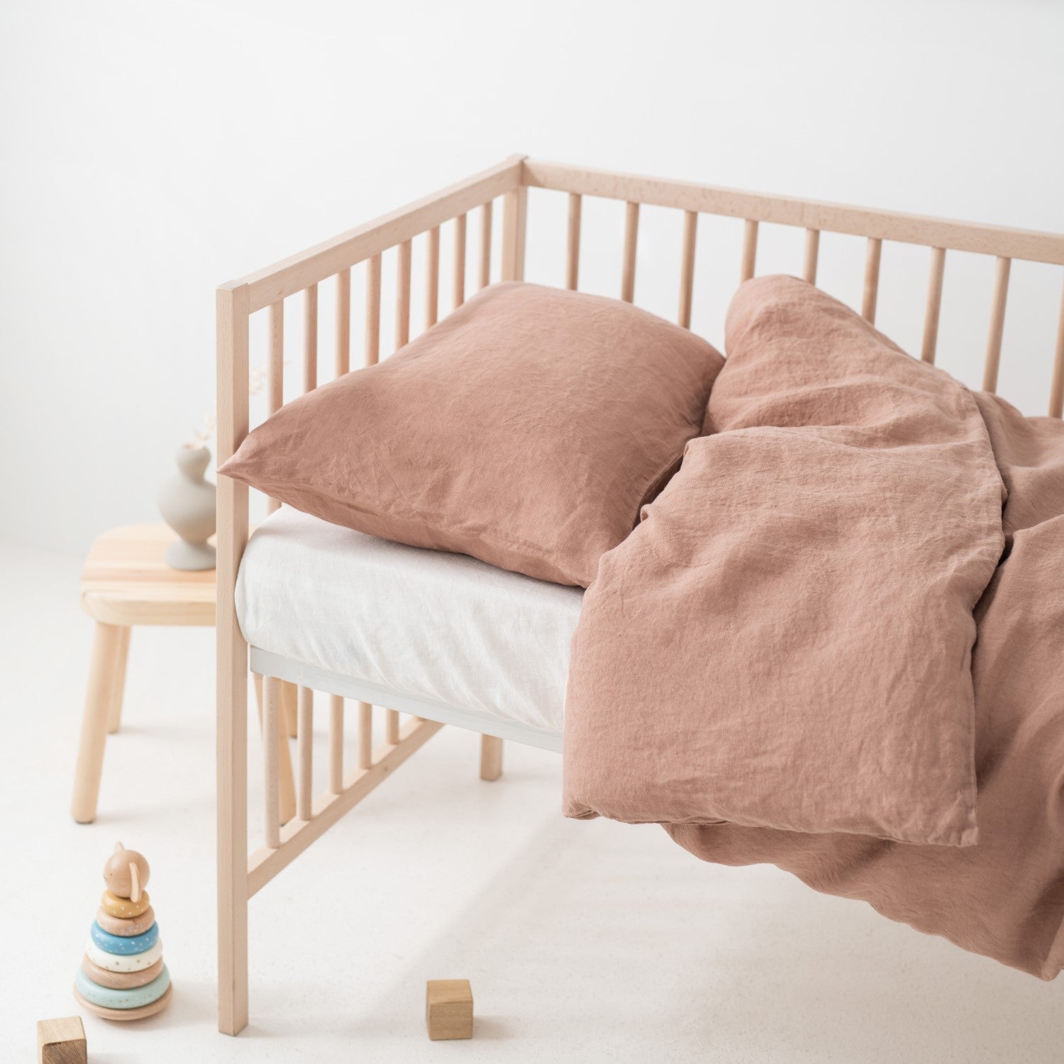 Linen Duvet Cover Set for Kids in Cafe Creme