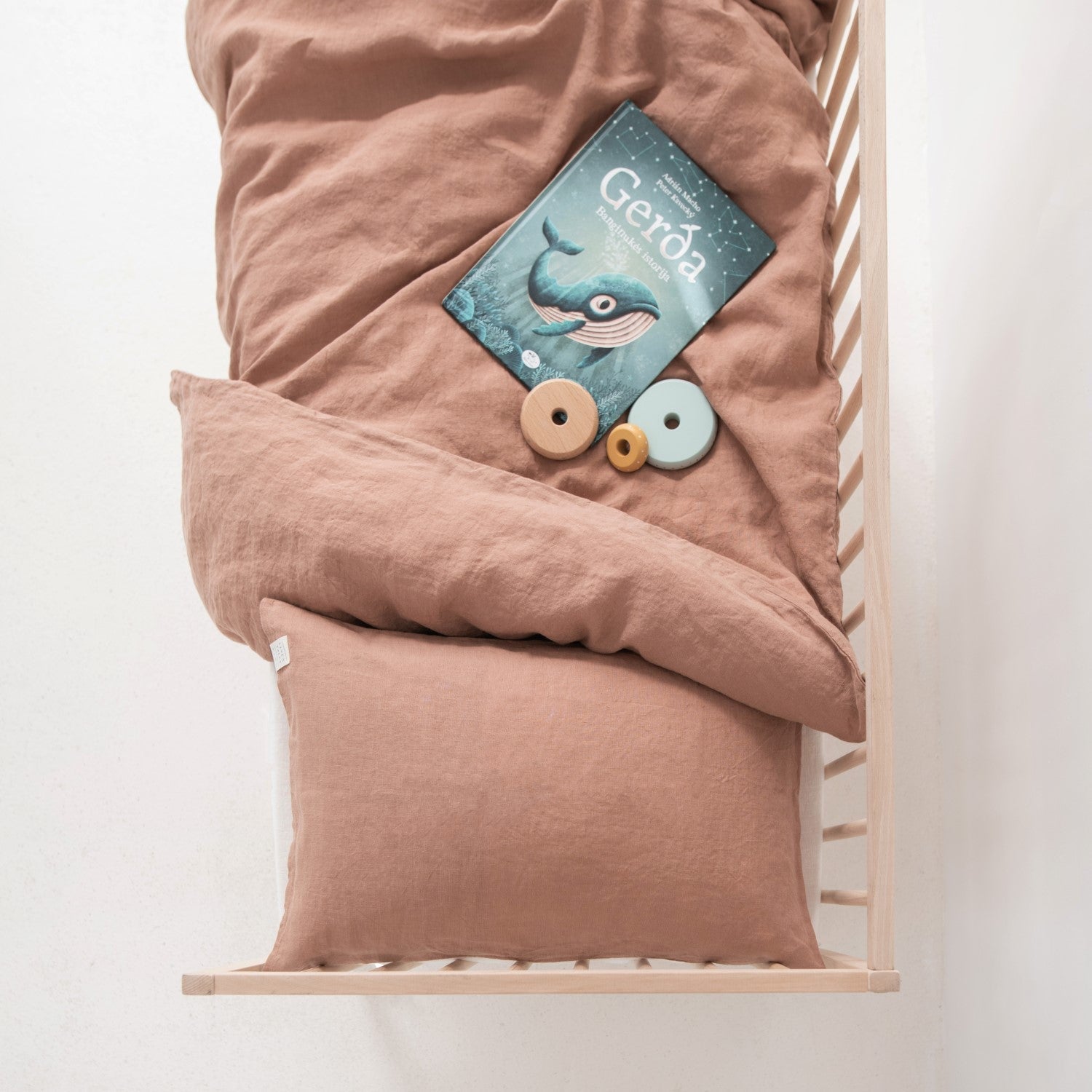 Linen Duvet Cover Set for Kids in Cafe Creme