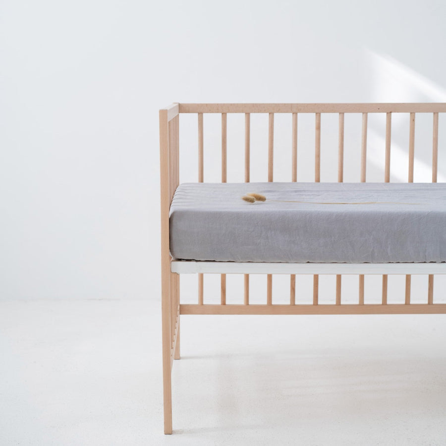 Linen Fitted Sheet for Kids - Light Grey