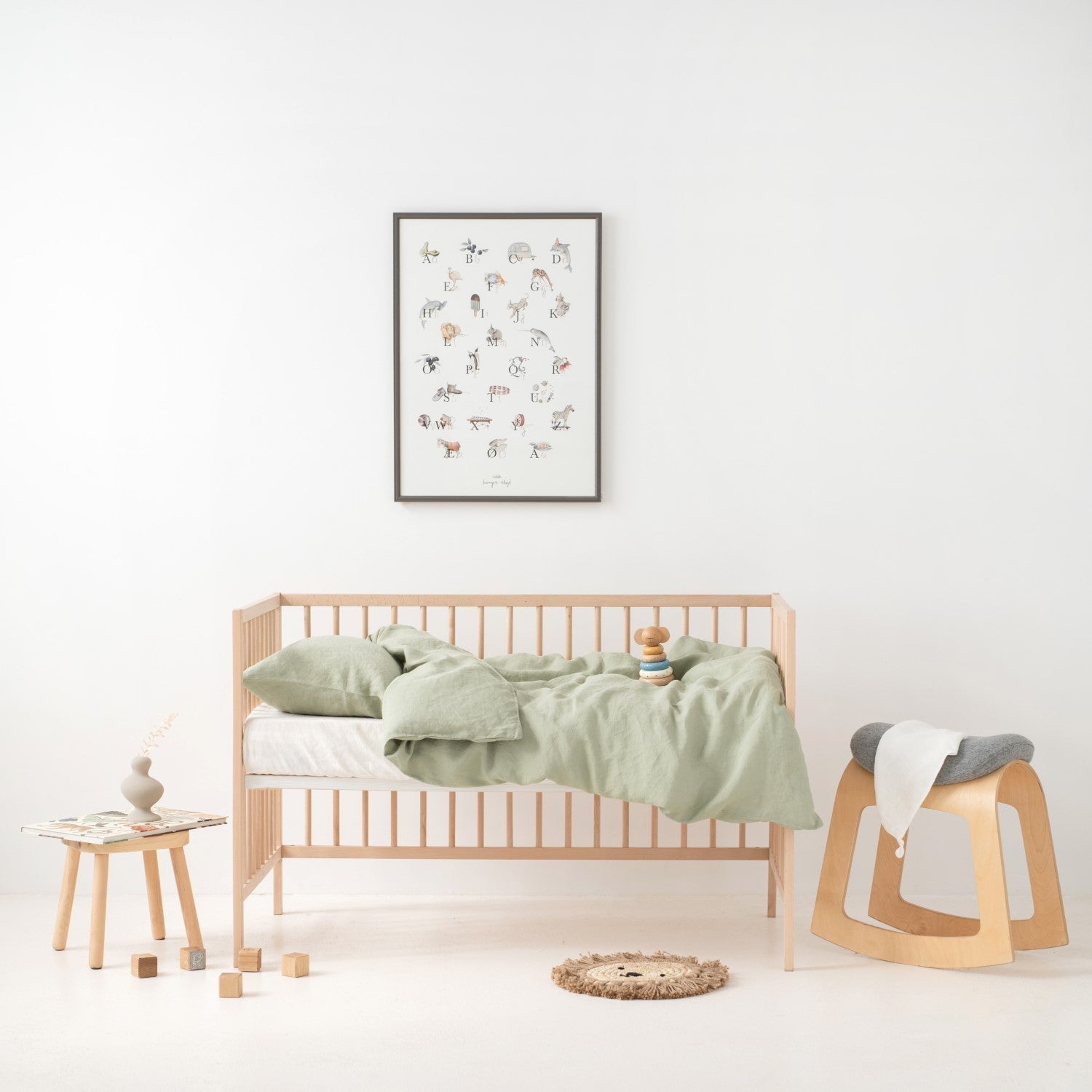 Linen Duvet Cover Set for Kids in Sage