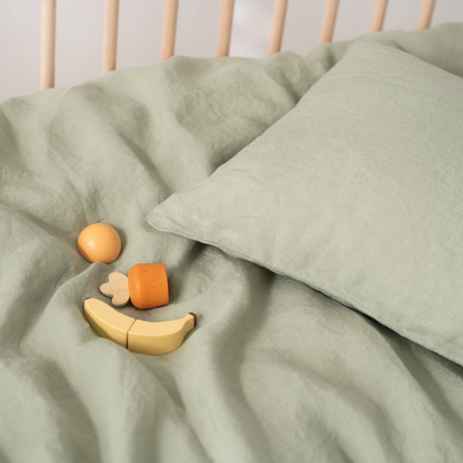 Linen Duvet Cover Set for Kids in Sage