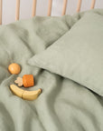 Linen Duvet Cover Set for Kids in Sage