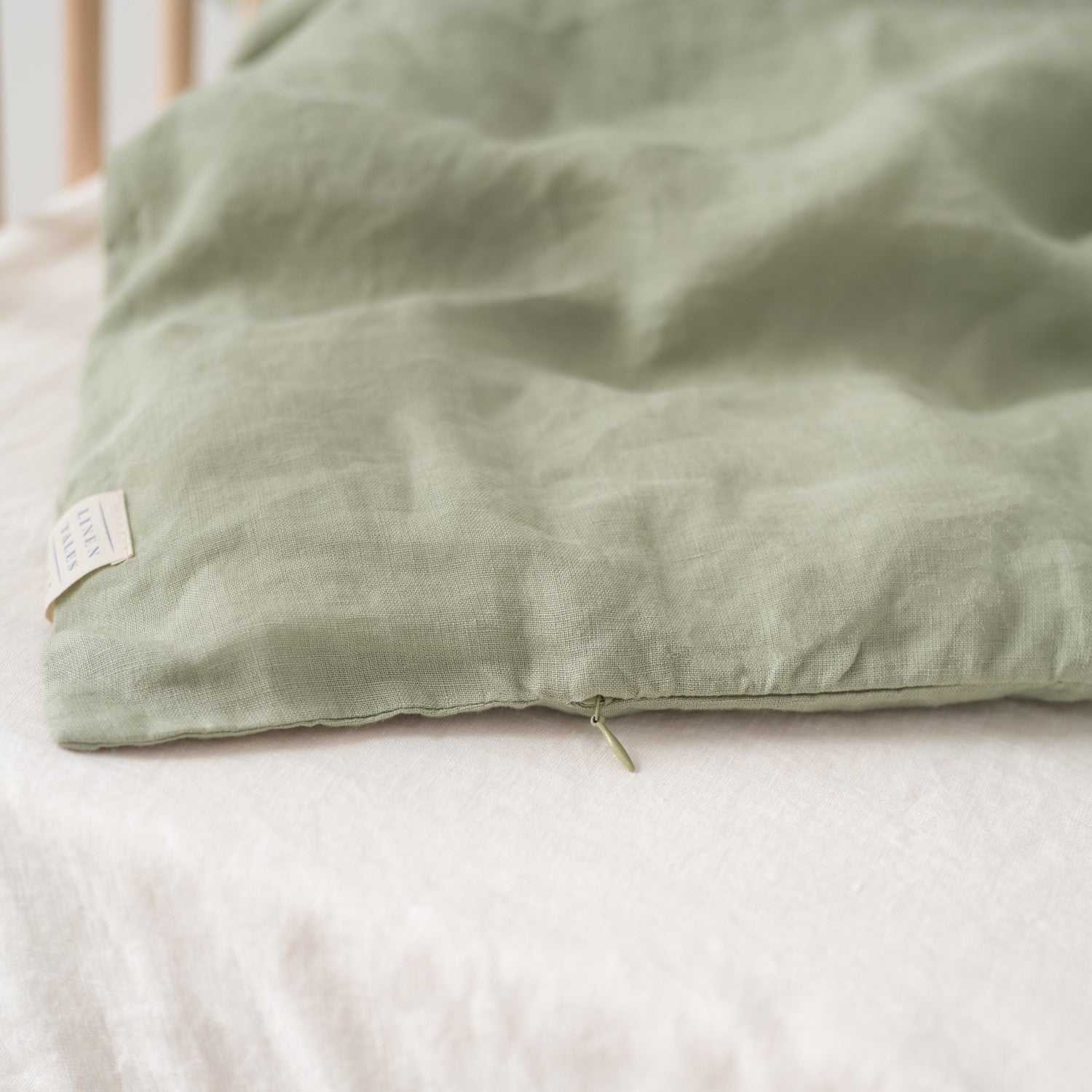 Linen Duvet Cover Set for Kids in Sage