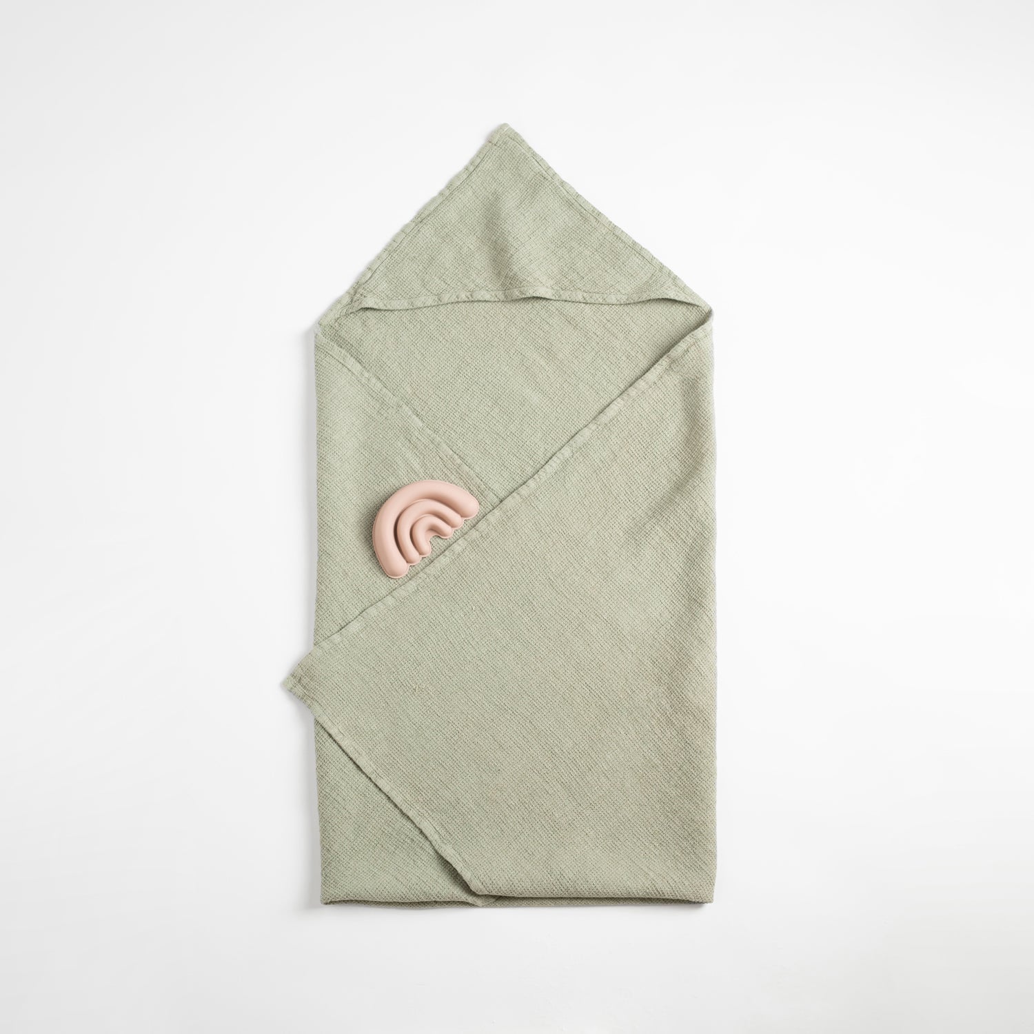 Linen Waffle Hooded Towel for Kids Sage