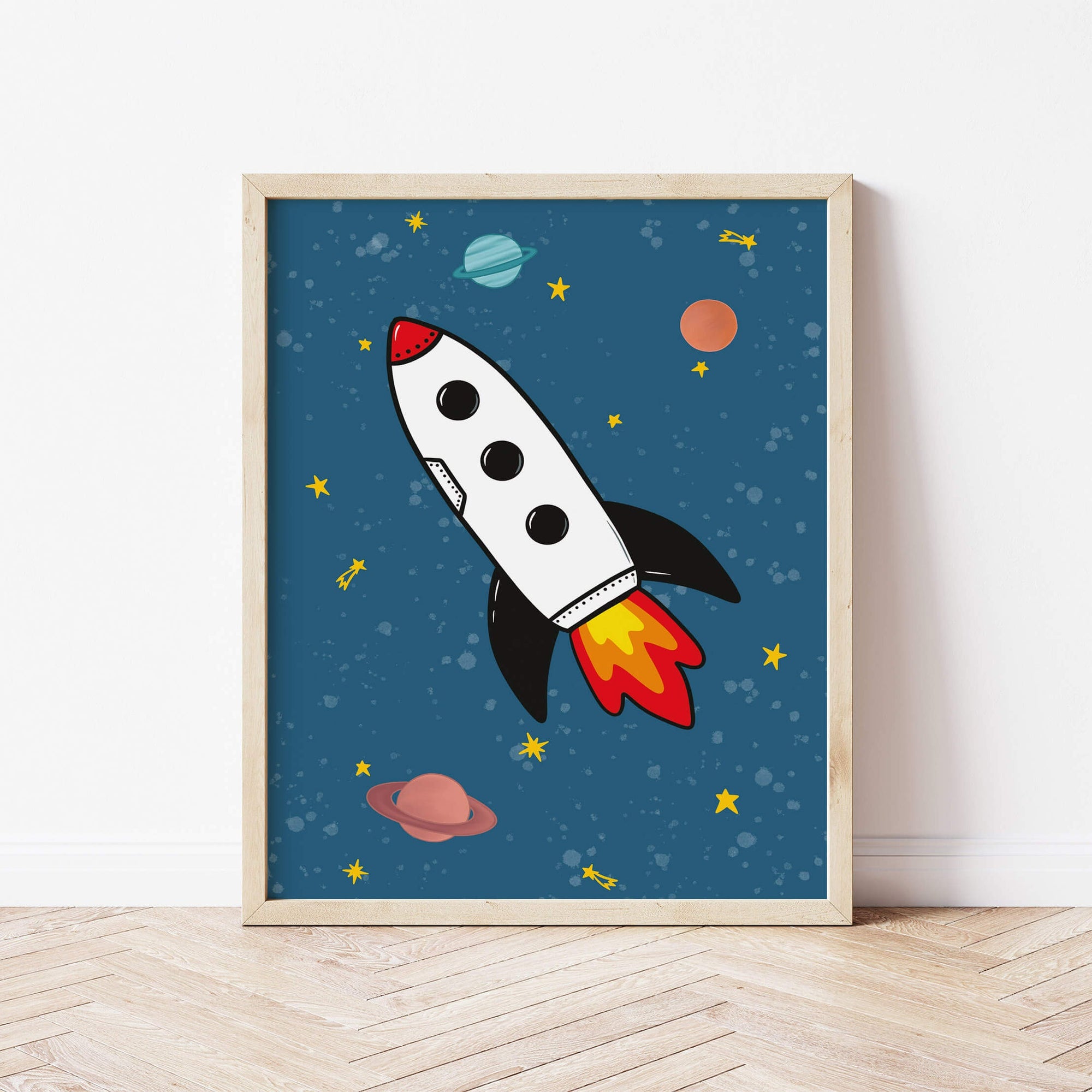 Space Rocket 2 print - blue background