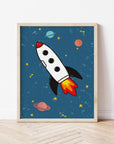 Space Rocket 2 print - blue background