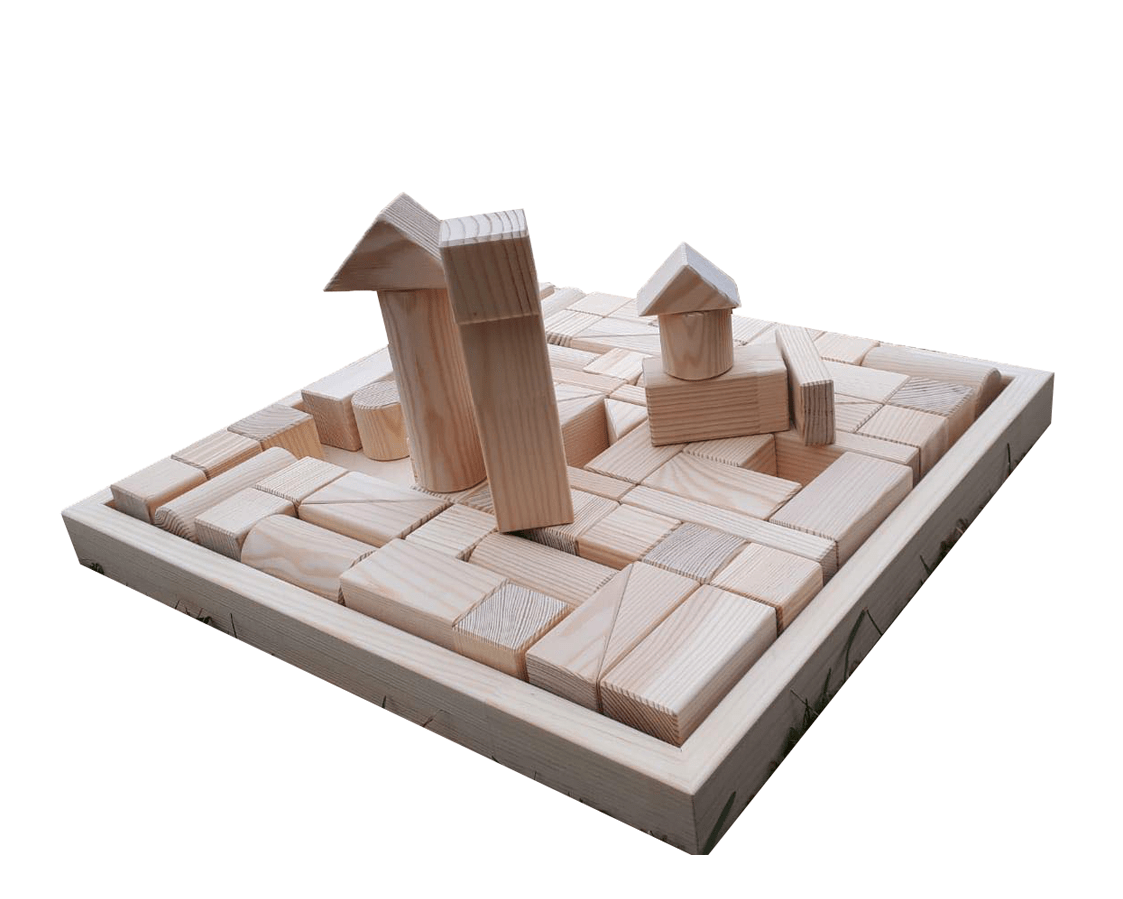 70-Piece Wooden Block Set - Creative Shapes & Storage Box by ROOSI Traditional Toys at www.brixbailey.com