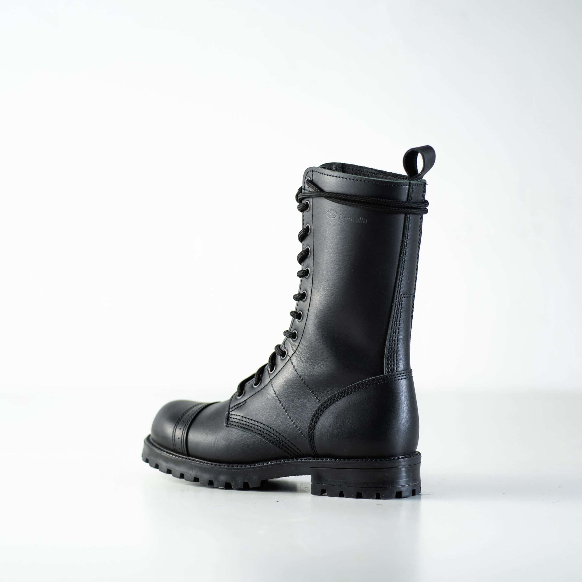 Black High Aviator Leather Boots