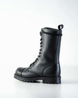 Black High Aviator Leather Boots
