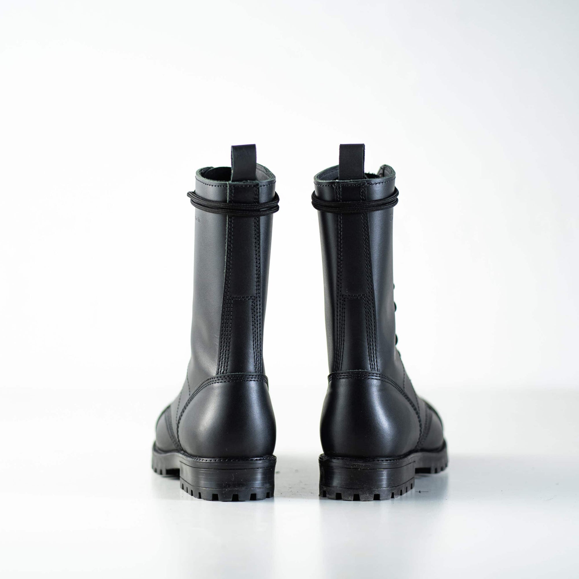 Black High Aviator Leather Boots