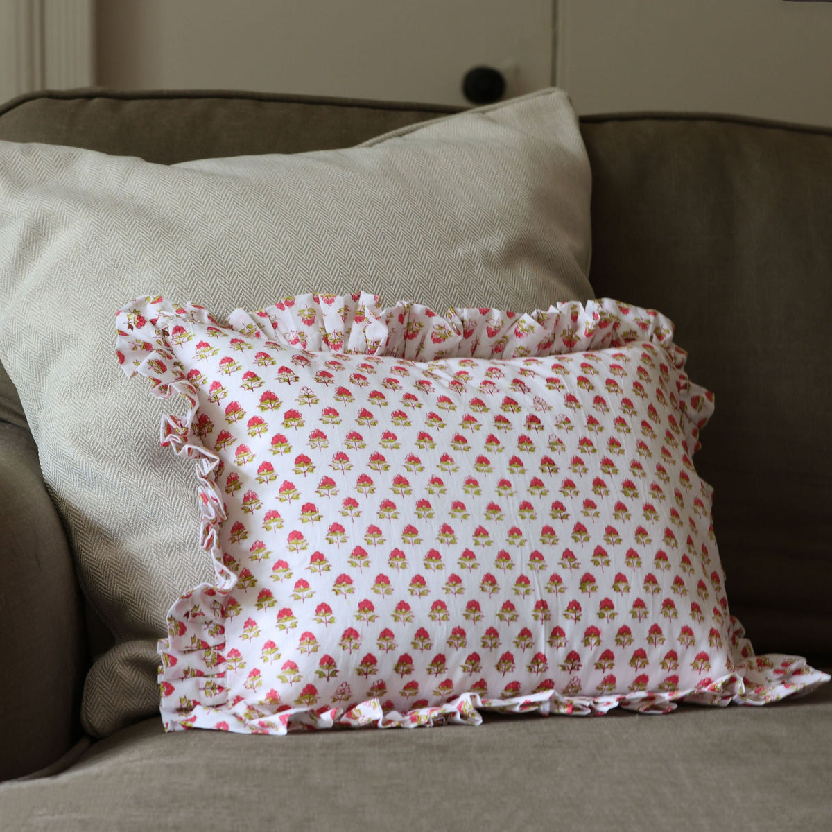 Pink Flower Cushion Cover