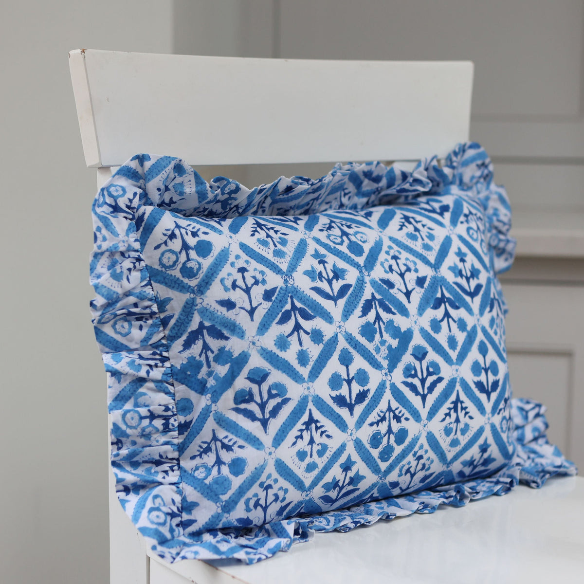 Blue Trellis Cushion Cover